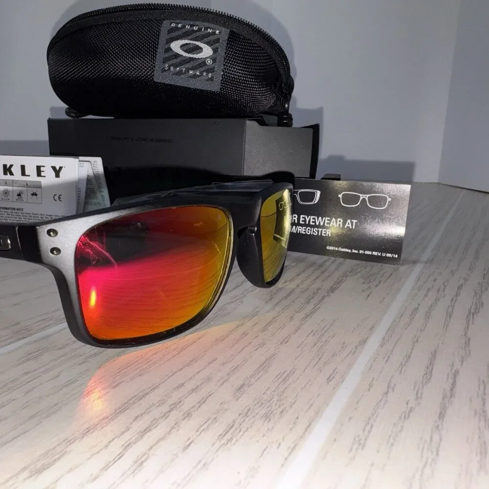 Oakley Holbrook 009244 Polarized Sunglasses Men Black Frame Prizm Orange Lens